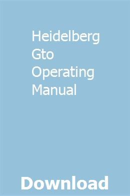 Heidelberg Gto Operating Manual
